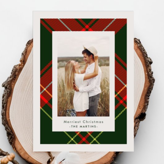 Invitation Classic Red Plaid Three Photo Christmas Card