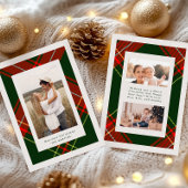 Invitation Classic Red Plaid Three Photo Christmas Card