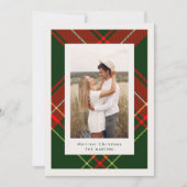 Invitation Classic Red Plaid Three Photo Christmas Card (Devant)