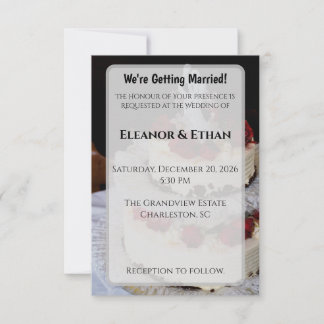 Invitation Classic Red Rose Wedding Cake Topper Elegant