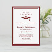 Invitation Classic Red & White Script Graduation Photo (Debout devant)