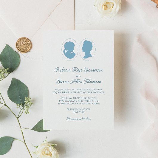 Invitation Classic Regency Blue Cameo Mariage