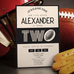Invitation Classic Retro Black Football 2e anniversaire