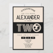 Invitation Classic Retro Black Soccer 2e anniversaire (Devant)
