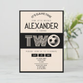 Invitation Classic Retro Black Soccer 2e anniversaire (Debout devant)