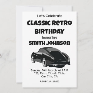 Invitation Classic Retro voiture fête d'anniversaire