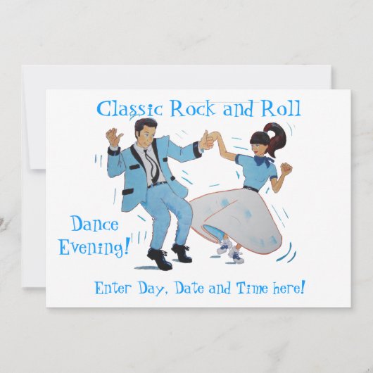 Invitation Classic Rock et Roll Jive Dancing Blue (Devant)