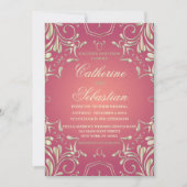 Invitation Classic Romantique Or rose Ornate Mariage frontali (Devant)