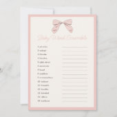Invitation Classic rose Bow Baby shower Word Scramble Jeu (Devant)