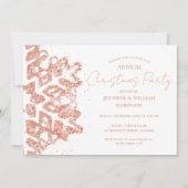 Invitation Classic Rose Parties scintillant or Noël Fête des  (Devant)