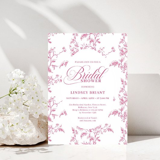 Invitation Classic Rose Pattern Floral Bridal Shower Invites