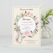Invitation Classic rose Pierre le lapin Floral Anniversaire (Debout devant)