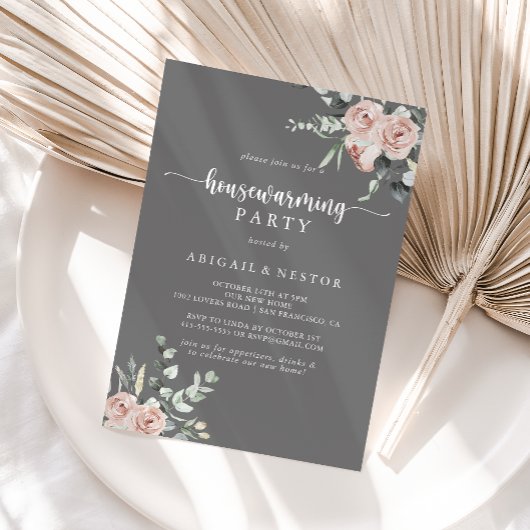 Invitation Classic Rose Rose Rose Grey Fête de réchauffement 
