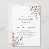 Invitation Classic Rose rose rose rose floral fête de bachelo (Devant)