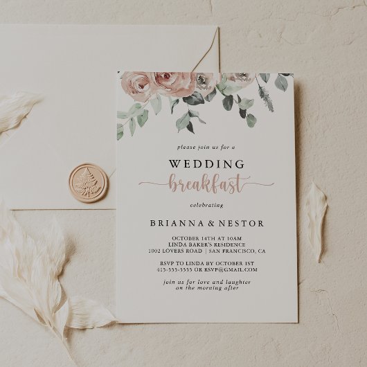 Invitation Classic Rose rose rose rose Mariage Petit déjeuner