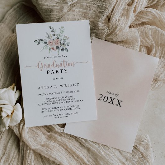 Invitation Classic Rose rose rose rose rose fête de graduatio