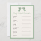 Invitation Classic Sage Bow Baby shower Word Scramble Jeu (Devant)