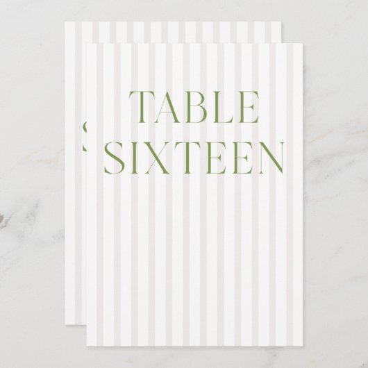 Invitation Classic Sage Green & Beige Mariage 16 Numéro de ta (Devant / Derrière)