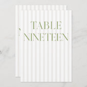 Invitation Classic Sage Green & Beige Mariage 19 Numéro de ta (Devant / Derrière)