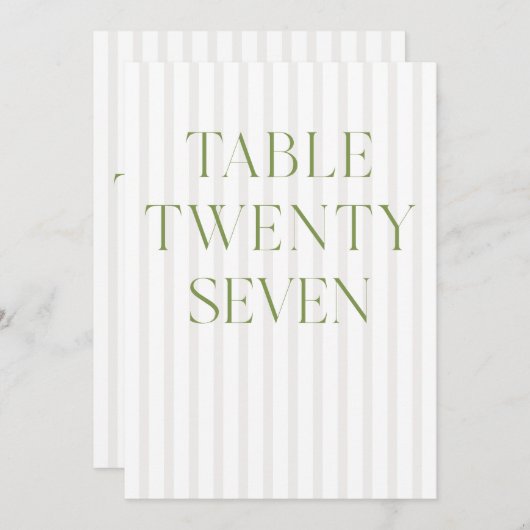 Invitation Classic Sage Green & Beige Mariage 27 Numéro de ta (Devant / Derrière)