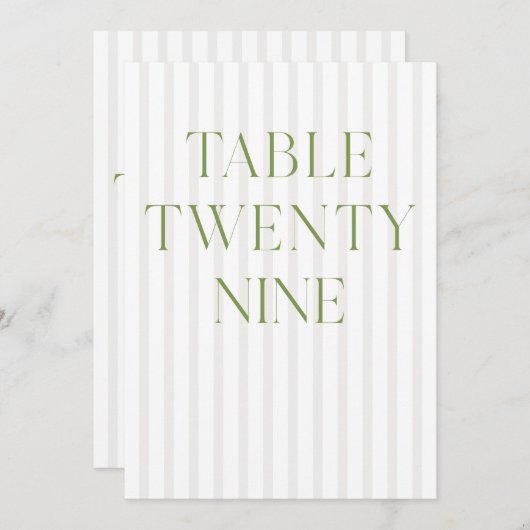 Invitation Classic Sage Green & Beige Mariage 29 Numéro de ta (Devant / Derrière)