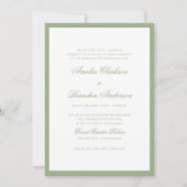 Invitation Classic Sage Green Border Script Wedding Details & (Devant)
