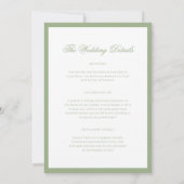Invitation Classic Sage Green Border Script Wedding Details & (Dos)