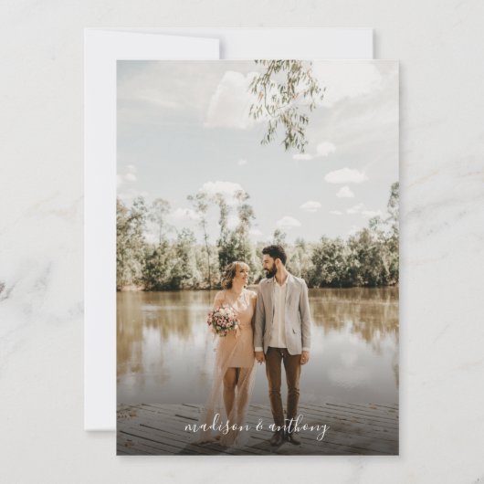 Invitation Classic Sage Green Budget Script Mariage photo (Dos)