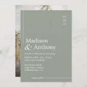 Invitation Classic Sage Green Budget Script Mariage photo (Devant / Derrière)