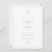 Invitation Classic Sage Green Calligraphie Monogramme Mariage (Devant)