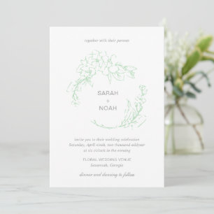 Invitation Classic Sage Green Floral Wreath Mariage élégant