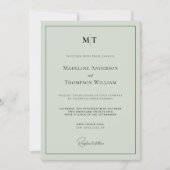 Invitation Classic Sage Green Monogramme Mariage photo fronti (Devant)