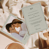 Invitation Classic Sage Green Monogramme Mariage photo fronti