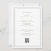 Invitation Classic Sage Green QR Code Mariage élégant (Dos)