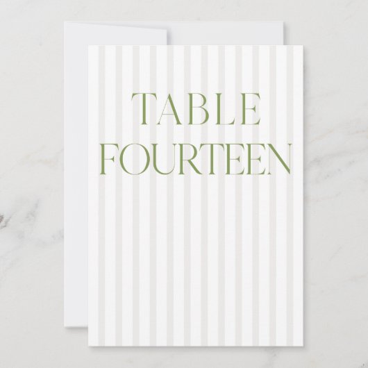 Invitation Classic Sage Vert & Beige Mariage 14 Numéro de tab (Devant)
