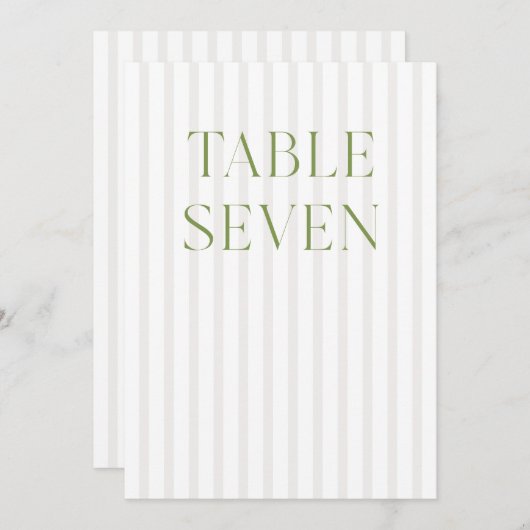 Invitation Classic Sage Vert & Beige Mariage 7 Numéro de tabl (Devant / Derrière)