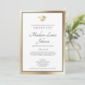 Invitation Classic Script Gold Photo Graduation (Debout devant)