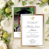 Invitation Classic Script Gold Photo Graduation