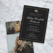 Invitation Classic Script Gold Photo Graduation