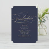 Invitation Classic Script Navy Gold Graduation Party (Debout devant)