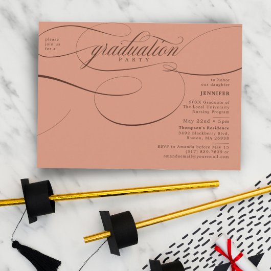 Invitation Classic Script Pale Terracotta Graduation Party