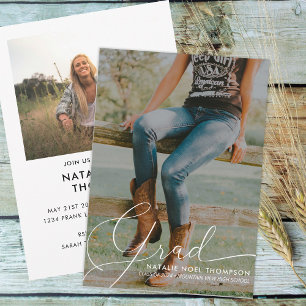Invitation Classic Script Photo Moderne Graduation Party