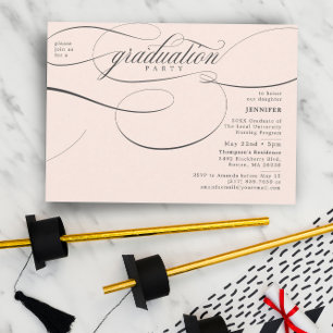 Invitation Classic Script Soft Pink Graduation Party