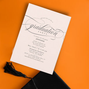 Invitation Classic Script Soft Pink Grey Graduation Party