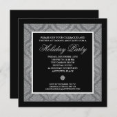 Invitation Classic Silver Damask Corporate Holiday Party (Devant / Derrière)
