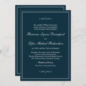 Invitation Classic Simple Elegance Mariage bleu marine (Devant / Derrière)