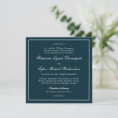 Invitation Classic Simple Elegance Marine Mariage bleu Carré (Debout devant)