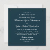 Invitation Classic Simple Elegance Marine Mariage bleu Carré (Devant)