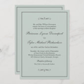 Invitation Classic Simple Elegance Sage Green Mariage (Devant / Derrière)