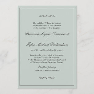 Invitation Classic Simple Elegance Sage Green Mariage